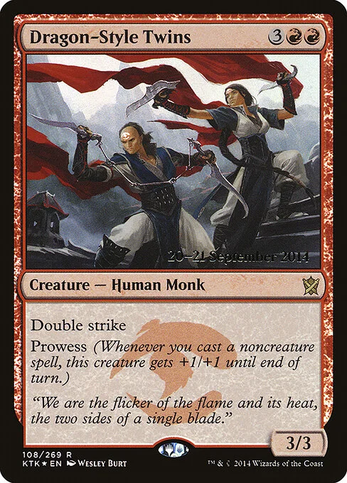 Dragon-Style Twins, carta Magic di tipo Creature — Human Monk illustrata da Wesley Burt