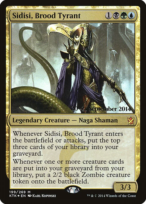 Sidisi, Brood Tyrant, carta Magic di tipo Legendary Creature — Snake Shaman illustrata da Karl Kopinski