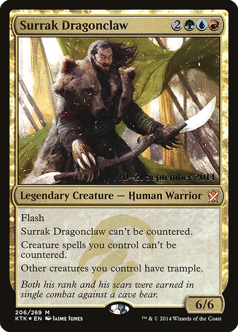 Surrak Dragonclaw, carta Magic di tipo Legendary Creature — Human Warrior illustrata da Jaime Jones