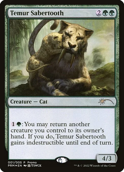 Temur Sabertooth, carta Magic di tipo Creature — Cat illustrata da TSWCK