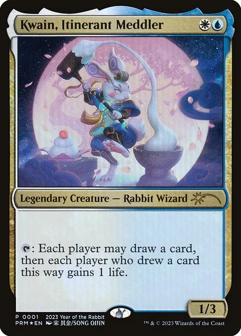 Kwain, Itinerant Meddler, carta Magic di tipo Legendary Creature — Rabbit Wizard illustrata da Song Qijin