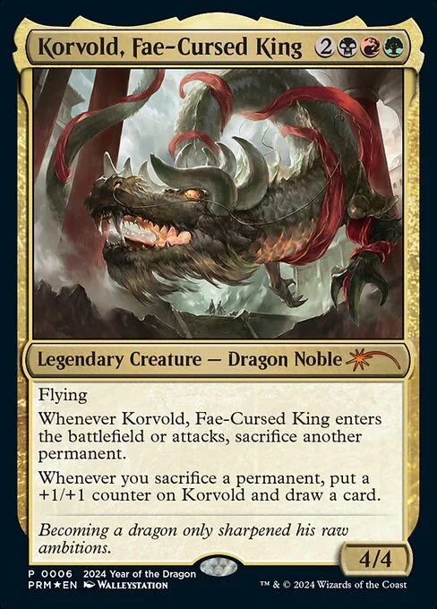 Korvold, Fae-Cursed King, carta Magic di tipo Legendary Creature — Dragon Noble illustrata da Walleystation