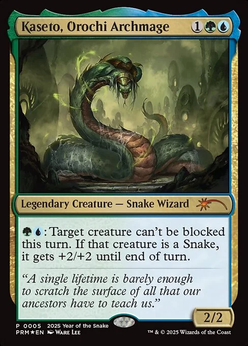 Kaseto, Orochi Archmage, carta Magic di tipo Legendary Creature — Snake Wizard illustrata da Ware Lee