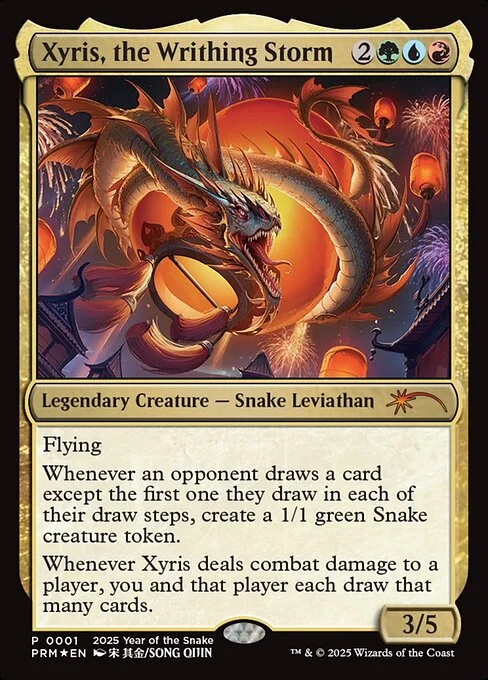 Xyris, the Writhing Storm, carta Magic di tipo Legendary Creature — Snake Leviathan illustrata da Song Qijin