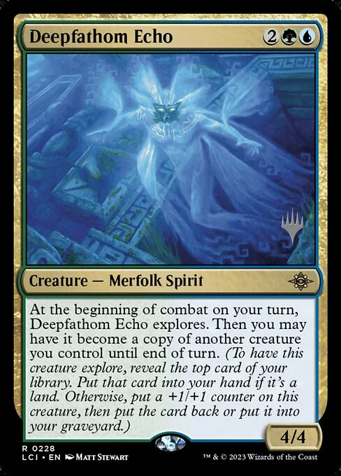 Deepfathom Echo, carta Magic di tipo Creature — Merfolk Spirit illustrata da Matt Stewart