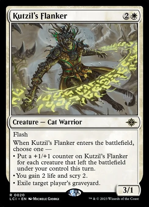 Kutzil's Flanker, carta Magic di tipo Creature — Cat Warrior illustrata da Michele Giorgi