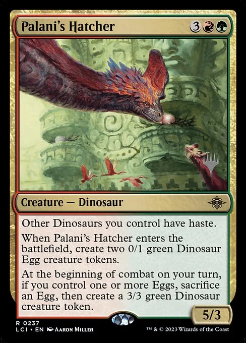 Palani's Hatcher, carta Magic di tipo Creature — Dinosaur illustrata da Aaron Miller