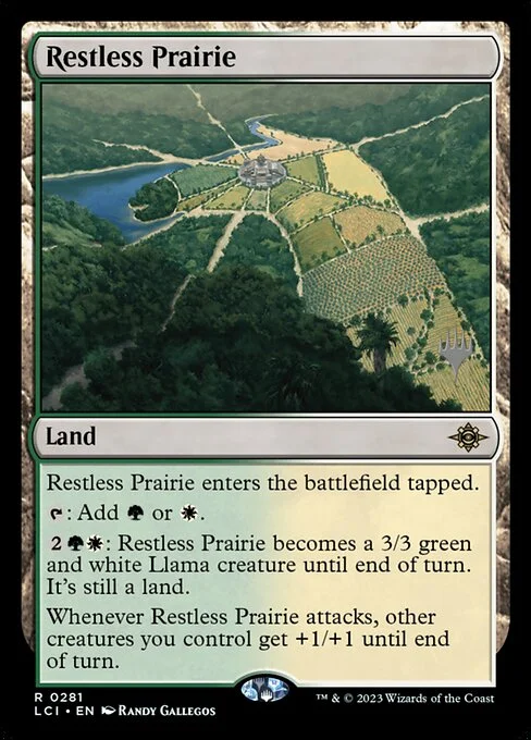 Restless Prairie, carta Magic di tipo Land illustrata da Randy Gallegos