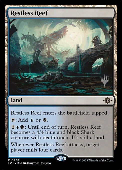 Restless Reef, carta Magic di tipo Land illustrata da Hristo D. Chukov