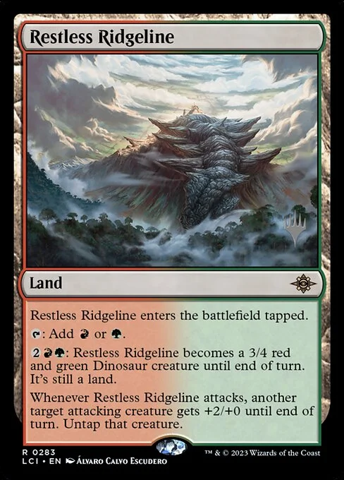 Restless Ridgeline, carta Magic di tipo Land illustrata da Álvaro Calvo Escudero