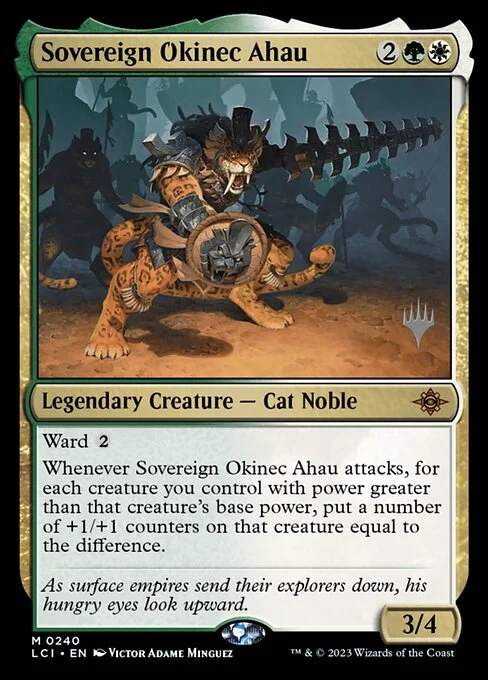 Sovereign Okinec Ahau, carta Magic di tipo Legendary Creature — Cat Noble illustrata da Victor Adame Minguez
