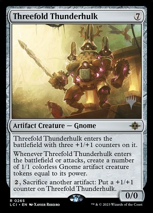 Threefold Thunderhulk, carta Magic di tipo Artifact Creature — Gnome illustrata da Xavier Ribeiro