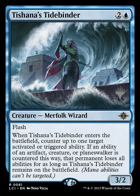 Tishana's Tidebinder, carta Magic di tipo Creature — Merfolk Wizard illustrata da Nino Vecia