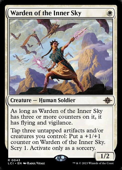 Warden of the Inner Sky, carta Magic di tipo Creature — Human Soldier illustrata da Raoul Vitale