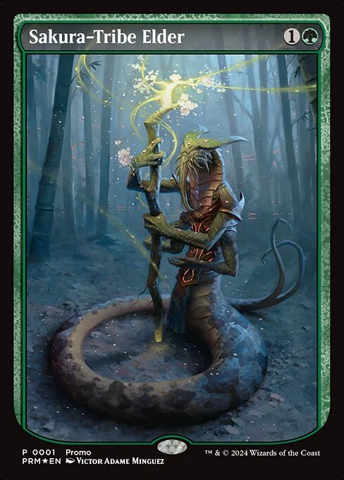 Sakura-Tribe Elder, carta Magic di tipo Creature — Snake Shaman illustrata da Victor Adame Minguez