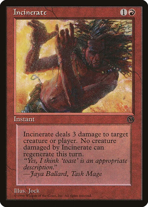Incinerate, carta Magic di tipo Instant illustrata da Jock