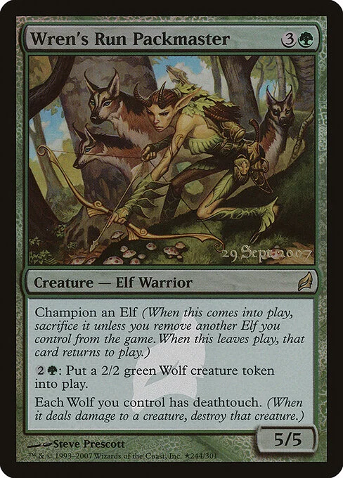 Wren's Run Packmaster, carta Magic di tipo Creature — Elf Warrior illustrata da Steve Prescott