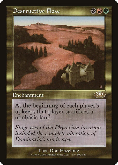 Destructive Flow, carta Magic di tipo Enchantment illustrata da Don Hazeltine