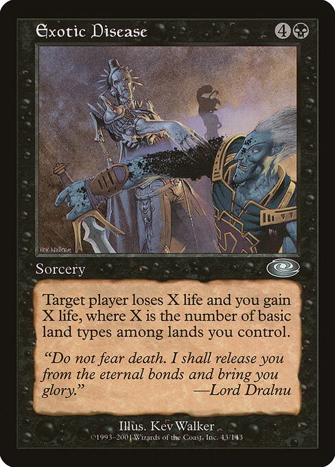 Exotic Disease, carta Magic di tipo Sorcery illustrata da Kev Walker