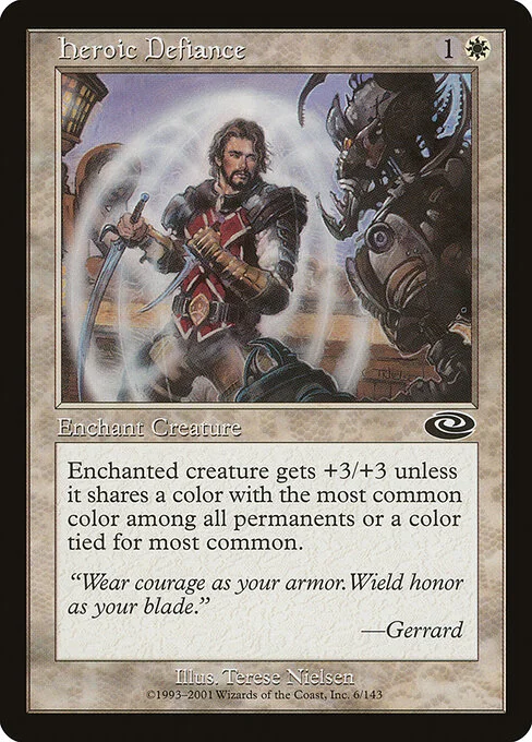 Heroic Defiance, carta Magic di tipo Enchantment — Aura illustrata da Terese Nielsen