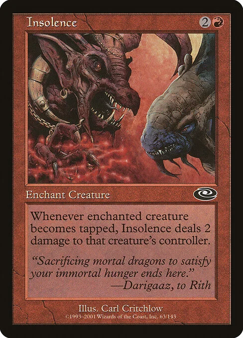Insolence, carta Magic di tipo Enchantment — Aura illustrata da Carl Critchlow