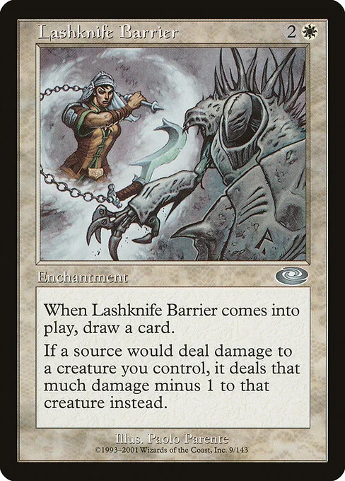 Lashknife Barrier, carta Magic di tipo Enchantment illustrata da Paolo Parente