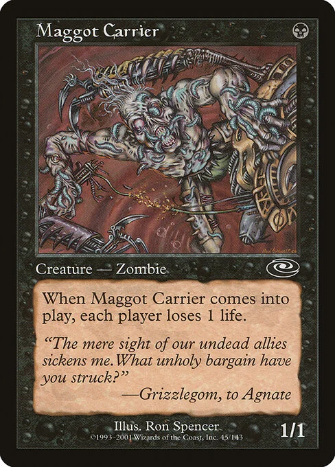 Maggot Carrier, carta Magic di tipo Creature — Zombie illustrata da Ron Spencer