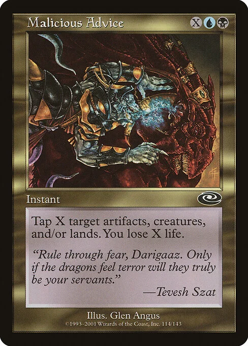 Malicious Advice, carta Magic di tipo Instant illustrata da Glen Angus