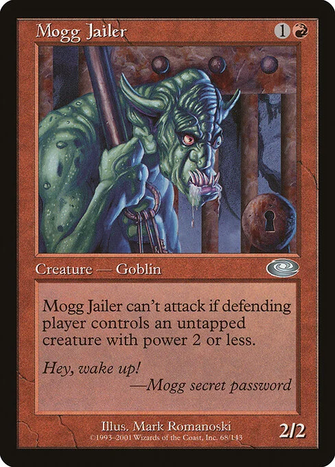 Mogg Jailer, carta Magic di tipo Creature — Goblin illustrata da Mark Romanoski