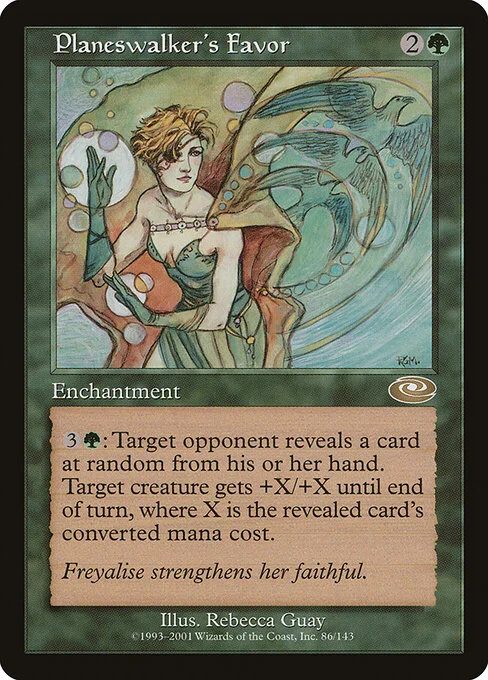 Planeswalker's Favor, carta Magic di tipo Enchantment illustrata da Rebecca Guay