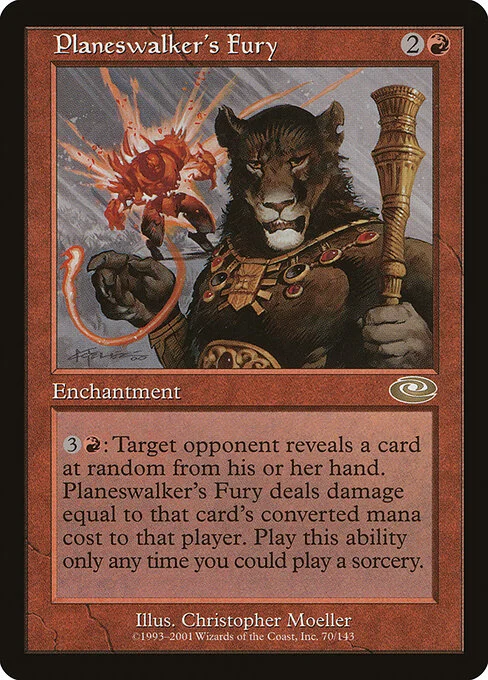 Planeswalker's Fury, carta Magic di tipo Enchantment illustrata da Christopher Moeller