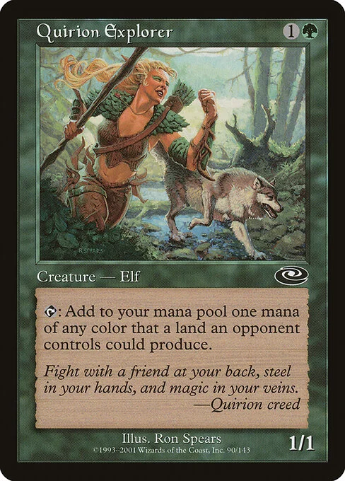 Quirion Explorer, carta Magic di tipo Creature — Elf Druid Scout illustrata da Ron Spears