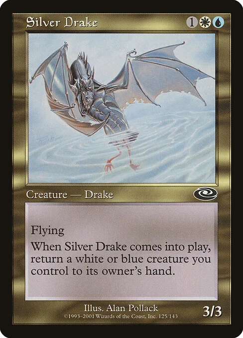 Silver Drake, carta Magic di tipo Creature — Drake illustrata da Alan Pollack