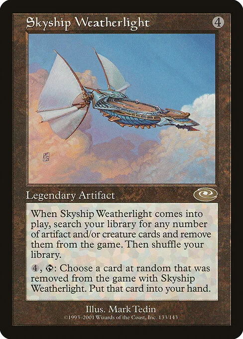 Skyship Weatherlight, carta Magic di tipo Legendary Artifact illustrata da Mark Tedin