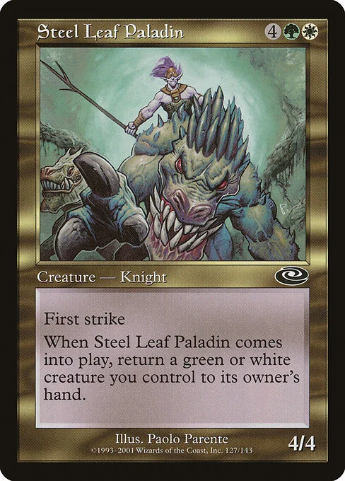 Steel Leaf Paladin, carta Magic di tipo Creature — Elf Knight illustrata da Paolo Parente