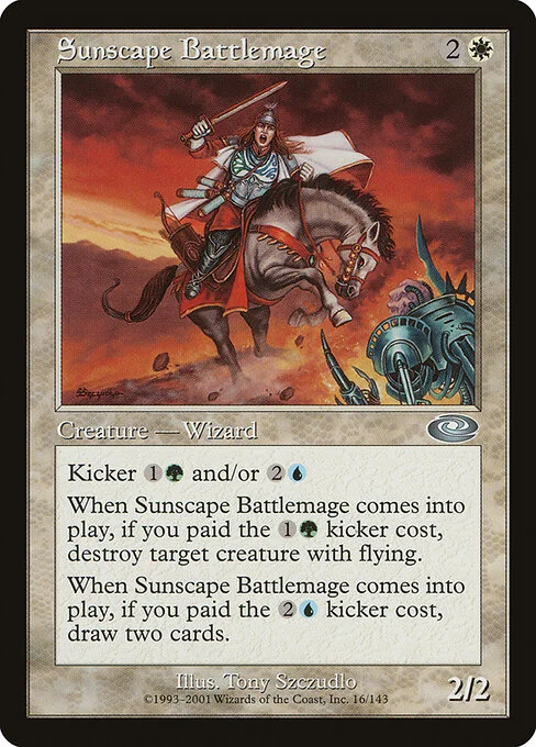 Sunscape Battlemage, carta Magic di tipo Creature — Human Wizard illustrata da Tony Szczudlo