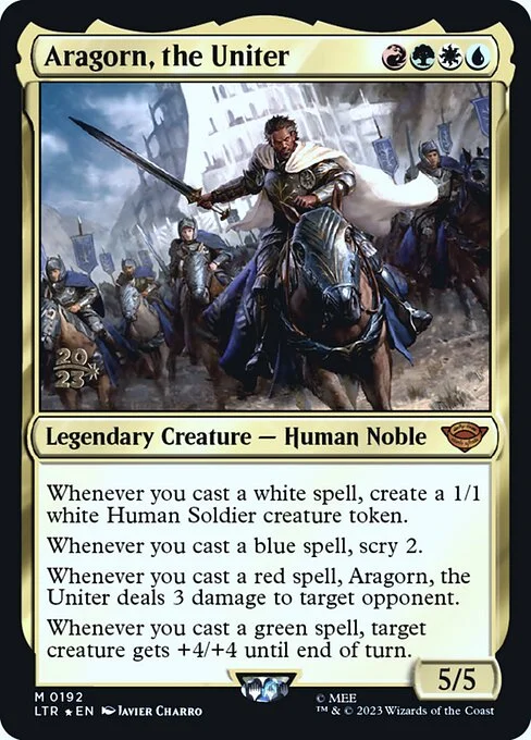 Aragorn, the Uniter, carta Magic di tipo Legendary Creature — Human Noble illustrata da Javier Charro