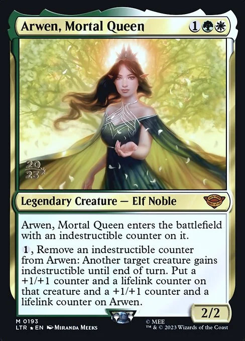 Arwen, Mortal Queen, carta Magic di tipo Legendary Creature — Elf Noble illustrata da Miranda Meeks