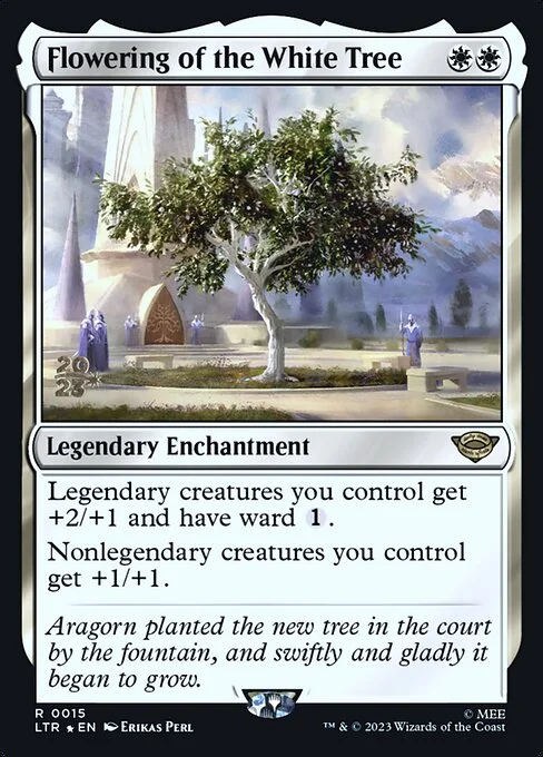 Flowering of the White Tree, carta Magic di tipo Legendary Enchantment illustrata da Erikas Perl