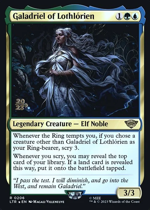 Galadriel of Lothlórien, carta Magic di tipo Legendary Creature — Elf Noble illustrata da Magali Villeneuve