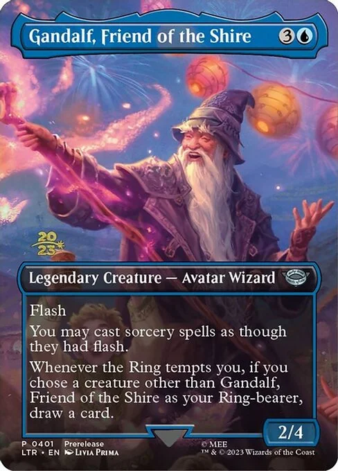 Gandalf, Friend of the Shire, carta Magic di tipo Legendary Creature — Avatar Wizard illustrata da Livia Prima