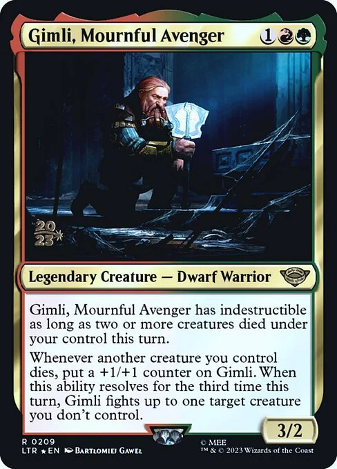 Gimli, Mournful Avenger, carta Magic di tipo Legendary Creature — Dwarf Warrior illustrata da Bartłomiej Gaweł