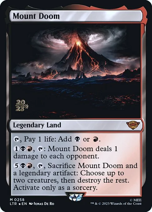 Mount Doom, carta Magic di tipo Legendary Land illustrata da Jonas De Ro