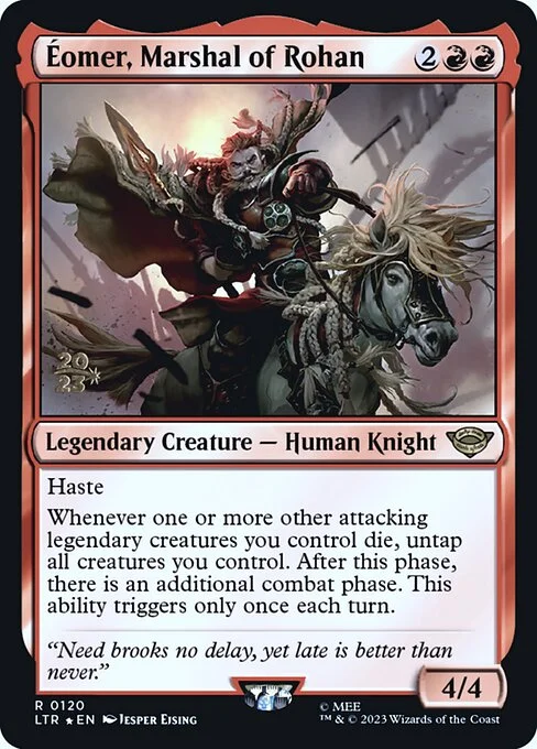 Éomer, Marshal of Rohan, carta Magic di tipo Legendary Creature — Human Knight illustrata da Jesper Ejsing