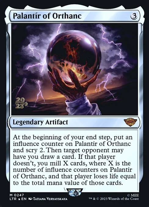 Palantír of Orthanc, carta Magic di tipo Legendary Artifact illustrata da Tatiana Veryayskaya
