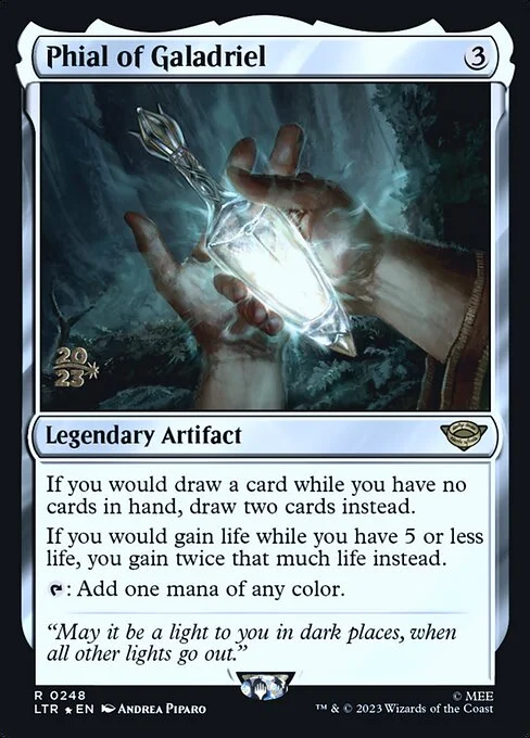 Phial of Galadriel, carta Magic di tipo Legendary Artifact illustrata da Andrea Piparo