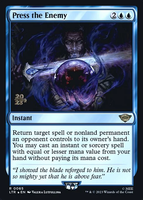 Press the Enemy, carta Magic di tipo Instant illustrata da Valera Lutfullina