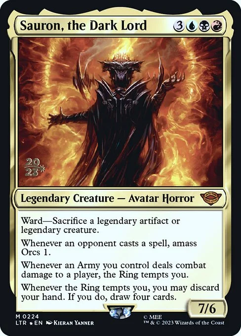 Sauron, the Dark Lord, carta Magic di tipo Legendary Creature — Avatar Horror illustrata da Kieran Yanner