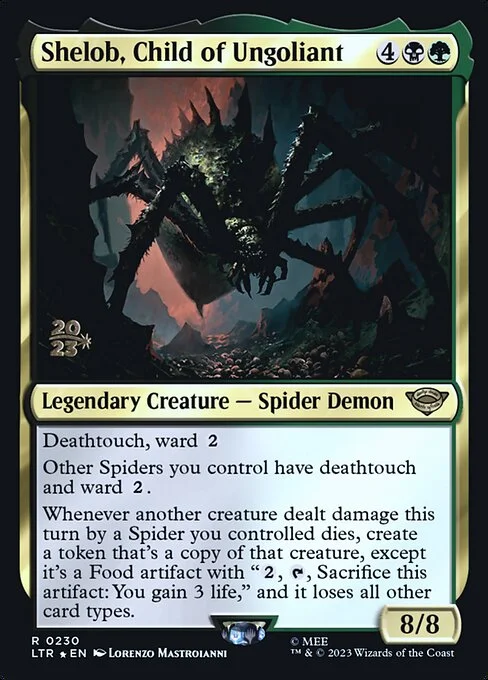Shelob, Child of Ungoliant, carta Magic di tipo Legendary Creature — Spider Demon illustrata da Lorenzo Mastroianni