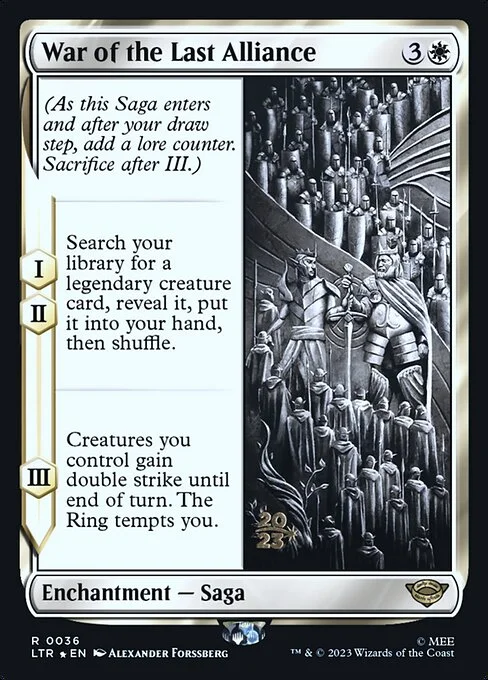 War of the Last Alliance, carta Magic di tipo Enchantment — Saga illustrata da Alexander Forssberg
